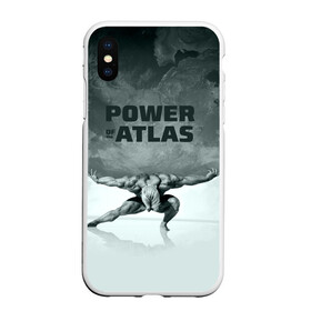 Чехол для iPhone XS Max матовый с принтом Power of the Atlas в Тюмени, Силикон | Область печати: задняя сторона чехла, без боковых панелей | Тематика изображения на принте: atlas | power | powerlifting | sport | strength | weightlifting | атлант | бодибилдинг | качок | пауэрлифтинг | сила | спорт