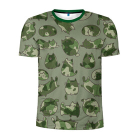 Мужская футболка 3D спортивная с принтом Камуфляж с котиками (хаки) в Тюмени, 100% полиэстер с улучшенными характеристиками | приталенный силуэт, круглая горловина, широкие плечи, сужается к линии бедра | cat | cats | армия | военный | воин | герой | день защитника | день защитника отеч | десант | защитник | капитан | котики | коты | котэ | котята | кошки | мальчишник | мужчинам | омон | охота | охранник