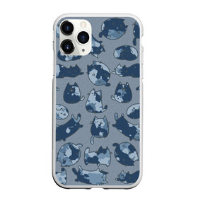 Чехол для iPhone 11 Pro матовый с принтом Камуфляж с котиками (серо-голубой) в Тюмени, Силикон |  | cat | cats | армия | военный | воин | герой | день защитника | день защитника отечества | десант | защитник | капитан | котики | коты | котэ | котята | кошки | мальчишник | мужчинам | омон | охота | охранник