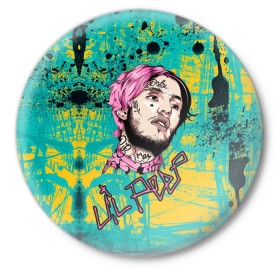 Значок с принтом Lil Peep в Тюмени,  металл | круглая форма, металлическая застежка в виде булавки | lil | peep | автор | модель | певец | рэпер | хип хоп | эмо рэп.