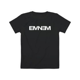 Детская футболка хлопок с принтом EMINEM в Тюмени, 100% хлопок | круглый вырез горловины, полуприлегающий силуэт, длина до линии бедер | eminem | rap | зарубежный реп | реп | эминем