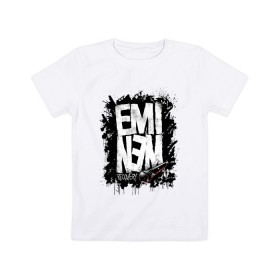 Детская футболка хлопок с принтом EMINEM в Тюмени, 100% хлопок | круглый вырез горловины, полуприлегающий силуэт, длина до линии бедер | eminem | rap | зарубежный реп | реп | эминем