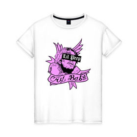 Женская футболка хлопок с принтом LIL PEEP в Тюмени, 100% хлопок | прямой крой, круглый вырез горловины, длина до линии бедер, слегка спущенное плечо | lil peep | lil prince | pink | зарубежная музыка | лил пип | маленький принц