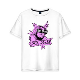 Женская футболка хлопок Oversize с принтом LIL PEEP в Тюмени, 100% хлопок | свободный крой, круглый ворот, спущенный рукав, длина до линии бедер
 | lil peep | lil prince | pink | зарубежная музыка | лил пип | маленький принц