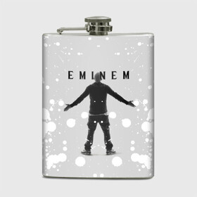 Фляга с принтом EMINEM | ЭМИНЕМ (Z) в Тюмени, металлический корпус | емкость 0,22 л, размер 125 х 94 мм. Виниловая наклейка запечатывается полностью | eminem | rap | зарубежный реп | реп | эминем