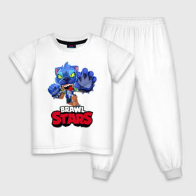 Детская пижама хлопок с принтом Brawl Stars в Тюмени, 100% хлопок |  брюки и футболка прямого кроя, без карманов, на брюках мягкая резинка на поясе и по низу штанин
 | brawl | brawl st | brawl stars | colt | dynamike | game | leon | logo | mobo | poco | shelly | stars | бравл | динамайк | игра | игры | кольт | леон | лого | мобильные игры | надпись | поко | старс | шелли
