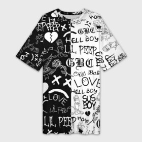 Платье-футболка 3D с принтом LIL PEEP LOGOBOMBING | ЛИЛ ПИП в Тюмени,  |  | lil peep | lil prince | pink | зарубежная музыка | лил пип | маленький принц