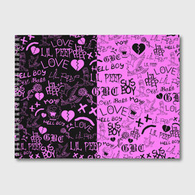 Альбом для рисования с принтом LIL PEEP LOGOBOMBING BLACK PINK в Тюмени, 100% бумага
 | матовая бумага, плотность 200 мг. | Тематика изображения на принте: lil peep | lil prince | pink | зарубежная музыка | лил пип | маленький принц