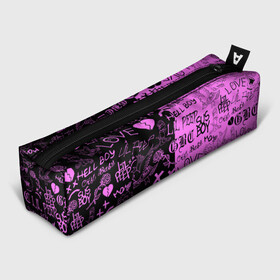 Пенал 3D с принтом LIL PEEP LOGOBOMBING BLACK PINK в Тюмени, 100% полиэстер | плотная ткань, застежка на молнии | Тематика изображения на принте: lil peep | lil prince | pink | зарубежная музыка | лил пип | маленький принц