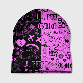 Шапка 3D с принтом LIL PEEP LOGOBOMBING BLACK PINK в Тюмени, 100% полиэстер | универсальный размер, печать по всей поверхности изделия | lil peep | lil prince | pink | зарубежная музыка | лил пип | маленький принц