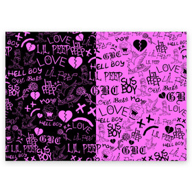 Поздравительная открытка с принтом LIL PEEP LOGOBOMBING BLACK PINK в Тюмени, 100% бумага | плотность бумаги 280 г/м2, матовая, на обратной стороне линовка и место для марки
 | Тематика изображения на принте: lil peep | lil prince | pink | зарубежная музыка | лил пип | маленький принц