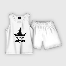 Детская пижама с шортами хлопок с принтом Saiyan в Тюмени,  |  | adidas | logo | manga | training | абибас | адидас | брутальный | воин | герой | главный | жемчуг | зарядка | из | кавай | копия | крутой | кулак | лицо | м | малыш | манга | мастер | милый | мотивация | надпись | облако