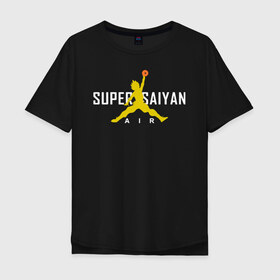 Мужская футболка хлопок Oversize с принтом Super Saiyan в Тюмени, 100% хлопок | свободный крой, круглый ворот, “спинка” длиннее передней части | Тематика изображения на принте: 