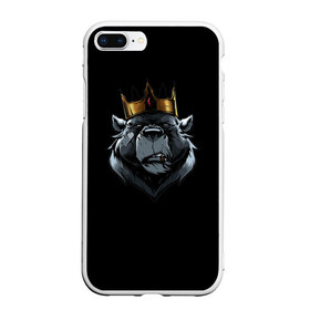 Чехол для iPhone 7Plus/8 Plus матовый с принтом king в Тюмени, Силикон | Область печати: задняя сторона чехла, без боковых панелей | для детей | для мальчиков | для мужиков | для мужчин | для парней | корона | медведь | россия | царь | черная