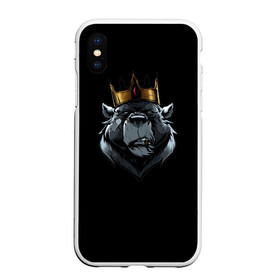 Чехол для iPhone XS Max матовый с принтом king в Тюмени, Силикон | Область печати: задняя сторона чехла, без боковых панелей | для детей | для мальчиков | для мужиков | для мужчин | для парней | корона | медведь | россия | царь | черная