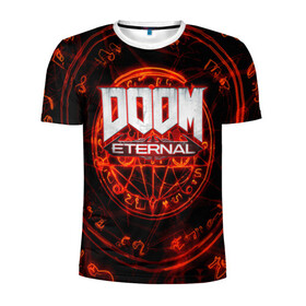 Мужская футболка 3D спортивная с принтом DOOM в Тюмени, 100% полиэстер с улучшенными характеристиками | приталенный силуэт, круглая горловина, широкие плечи, сужается к линии бедра | doom | doom eternal | дум