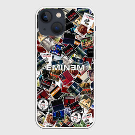 Чехол для iPhone 13 mini с принтом Дискография EMINEM в Тюмени,  |  | discography | rap | альбом | обложка | паттрен | рэп | рэпер | эминем