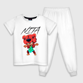 Детская пижама хлопок с принтом Nita в Тюмени, 100% хлопок |  брюки и футболка прямого кроя, без карманов, на брюках мягкая резинка на поясе и по низу штанин
 | brawl | games | leon | nita | stars | игры | леон | нита