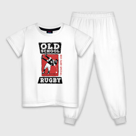 Детская пижама хлопок с принтом Old School Rugby в Тюмени, 100% хлопок |  брюки и футболка прямого кроя, без карманов, на брюках мягкая резинка на поясе и по низу штанин
 | rugby | регби | спорт | футбол