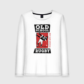 Женский лонгслив хлопок с принтом Old School Rugby в Тюмени, 100% хлопок |  | rugby | регби | спорт | футбол