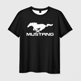 Мужская футболка 3D с принтом FORD MUSTANG в Тюмени, 100% полиэфир | прямой крой, круглый вырез горловины, длина до линии бедер | Тематика изображения на принте: ford | ford mustang | mustang | чёрная