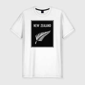 Мужская футболка хлопок Slim с принтом Регби. Новая Зеландия в Тюмени, 92% хлопок, 8% лайкра | приталенный силуэт, круглый вырез ворота, длина до линии бедра, короткий рукав | rugby | регби | спорт | футбол