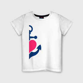 Детская футболка хлопок с принтом якорь в Тюмени, 100% хлопок | круглый вырез горловины, полуприлегающий силуэт, длина до линии бедер | 14 февраля | день святого  валентина | любовь | парные | подарок