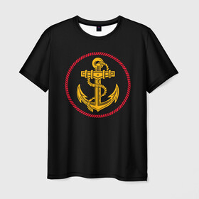 Мужская футболка 3D с принтом ВМФ в Тюмени, 100% полиэфир | прямой крой, круглый вырез горловины, длина до линии бедер | army | russia | water | армия | вмф | вода | военный | канат | капитан | корабль | море | морская пехота | моряк | мужик | мужчина | пехота | россия | символ | солдат | флот | якорь