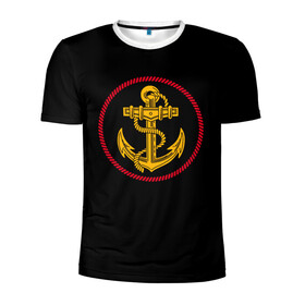 Мужская футболка 3D спортивная с принтом ВМФ в Тюмени, 100% полиэстер с улучшенными характеристиками | приталенный силуэт, круглая горловина, широкие плечи, сужается к линии бедра | army | russia | water | армия | вмф | вода | военный | канат | капитан | корабль | море | морская пехота | моряк | мужик | мужчина | пехота | россия | символ | солдат | флот | якорь