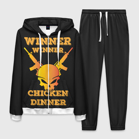 Мужской костюм 3D с принтом Winner Chicken Dinner в Тюмени, 100% полиэстер | Манжеты и пояс оформлены тканевой резинкой, двухслойный капюшон со шнурком для регулировки, карманы спереди | asia | battle | chicken | dinner | duo | epic | guide | lucky | map | miramar | mobile | mortal | pro | royale | solo | winner | битва | лут | пабг | пубг | стрим | топ