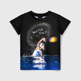 Детская футболка 3D с принтом Water polo в Тюмени, 100% гипоаллергенный полиэфир | прямой крой, круглый вырез горловины, длина до линии бедер, чуть спущенное плечо, ткань немного тянется | polo | water polo | вода | водное поло | водный спорт | плавание | пловец | поло | спорт