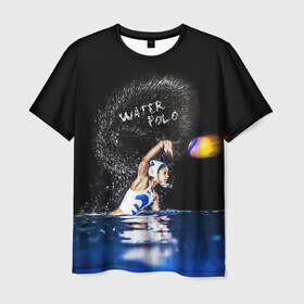 Мужская футболка 3D с принтом Water polo в Тюмени, 100% полиэфир | прямой крой, круглый вырез горловины, длина до линии бедер | polo | water polo | вода | водное поло | водный спорт | плавание | пловец | поло | спорт