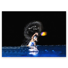 Поздравительная открытка с принтом Water polo в Тюмени, 100% бумага | плотность бумаги 280 г/м2, матовая, на обратной стороне линовка и место для марки
 | Тематика изображения на принте: polo | water polo | вода | водное поло | водный спорт | плавание | пловец | поло | спорт