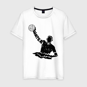 Мужская футболка хлопок с принтом Ватерполист в Тюмени, 100% хлопок | прямой крой, круглый вырез горловины, длина до линии бедер, слегка спущенное плечо. | polo | water polo | вода | водное поло | водный спорт | плавание | пловец | поло | спорт