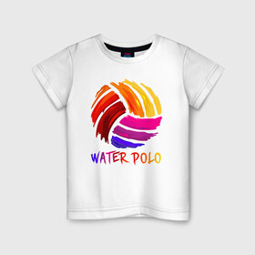 Детская футболка хлопок с принтом Мяч для водного поло в Тюмени, 100% хлопок | круглый вырез горловины, полуприлегающий силуэт, длина до линии бедер | polo | water polo | вода | водное поло | водный спорт | плавание | пловец | поло | спорт
