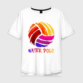 Мужская футболка хлопок Oversize с принтом Мяч для водного поло в Тюмени, 100% хлопок | свободный крой, круглый ворот, “спинка” длиннее передней части | polo | water polo | вода | водное поло | водный спорт | плавание | пловец | поло | спорт