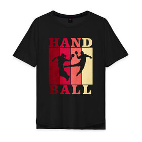 Мужская футболка хлопок Oversize с принтом Handball в Тюмени, 100% хлопок | свободный крой, круглый ворот, “спинка” длиннее передней части | hand ball | handball | play | игра | игра в ганбол | игра с мячом | мяч | руки | футбол