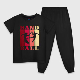 Детская пижама хлопок с принтом Handball в Тюмени, 100% хлопок |  брюки и футболка прямого кроя, без карманов, на брюках мягкая резинка на поясе и по низу штанин
 | hand ball | handball | play | игра | игра в ганбол | игра с мячом | мяч | руки | футбол