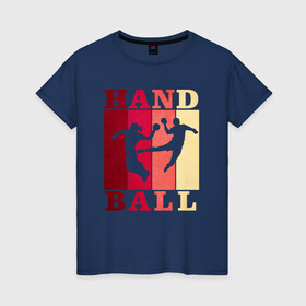 Женская футболка хлопок с принтом Handball в Тюмени, 100% хлопок | прямой крой, круглый вырез горловины, длина до линии бедер, слегка спущенное плечо | hand ball | handball | play | игра | игра в ганбол | игра с мячом | мяч | руки | футбол