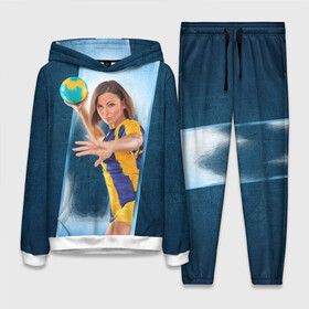 Женский костюм 3D (с толстовкой) с принтом Гандболистка в Тюмени,  |  | hand ball | handball | play | игра | игра в ганбол | игра с мячом | мяч | руки | футбол