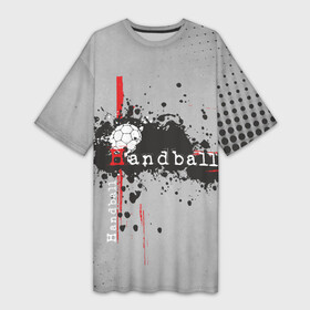 Платье-футболка 3D с принтом Handball в Тюмени,  |  | Тематика изображения на принте: hand ball | handball | play | игра | игра в ганбол | игра с мячом | мяч | руки | футбол