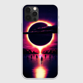 Чехол для iPhone 12 Pro Max с принтом Retrowave bleeding sun в Тюмени, Силикон |  | cosmos | dark all day | gunship | retro wave | retrowave | stars