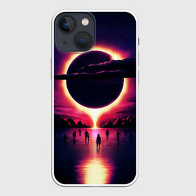 Чехол для iPhone 13 mini с принтом Retrowave   bleeding sun в Тюмени,  |  | cosmos | dark all day | gunship | retro wave | retrowave | stars