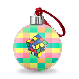 Ёлочный шар с принтом Кубик Рубика в Тюмени, Пластик | Диаметр: 77 мм | игра | интеллект | куб | кубик | рубик | ум