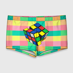 Мужские купальные плавки 3D с принтом Кубик Рубика в Тюмени, Полиэстер 85%, Спандекс 15% |  | Тематика изображения на принте: игра | интеллект | куб | кубик | рубик | ум