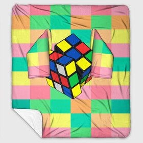 Плед с рукавами с принтом Кубик Рубика в Тюмени, 100% полиэстер | Закругленные углы, все края обработаны. Ткань не мнется и не растягивается. Размер 170*145 | игра | интеллект | куб | кубик | рубик | ум