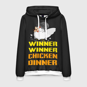 Мужская толстовка 3D с принтом Winner Chicken Dinner в Тюмени, 100% полиэстер | двухслойный капюшон со шнурком для регулировки, мягкие манжеты на рукавах и по низу толстовки, спереди карман-кенгуру с мягким внутренним слоем. | asia | battle | chicken | dinner | duo | epic | guide | lucky | map | miramar | mobile | mortal | pro | royale | solo | winner | битва | лут | пабг | пубг | стрим | топ