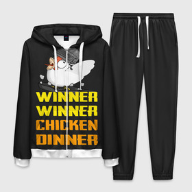 Мужской костюм 3D с принтом Winner Chicken Dinner в Тюмени, 100% полиэстер | Манжеты и пояс оформлены тканевой резинкой, двухслойный капюшон со шнурком для регулировки, карманы спереди | asia | battle | chicken | dinner | duo | epic | guide | lucky | map | miramar | mobile | mortal | pro | royale | solo | winner | битва | лут | пабг | пубг | стрим | топ