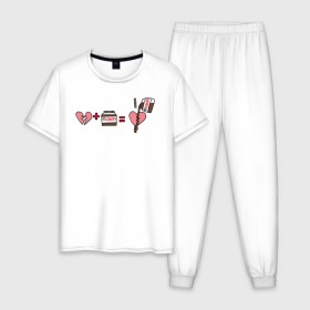 Мужская пижама хлопок с принтом NUTELLA в Тюмени, 100% хлопок | брюки и футболка прямого кроя, без карманов, на брюках мягкая резинка на поясе и по низу штанин
 | 14 февраля | антивалентин | день святого  валентина | любовь | подарок