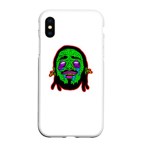 Чехол для iPhone XS Max матовый с принтом Post Malone в Тюмени, Силикон | Область печати: задняя сторона чехла, без боковых панелей | art | hip hop | music | post malone | rap | rockstar | sound | zombie | арт | голова | зомби | музыка | музыкант | певец | пост малон | потеки | реп | репер | рэп | хип хоп